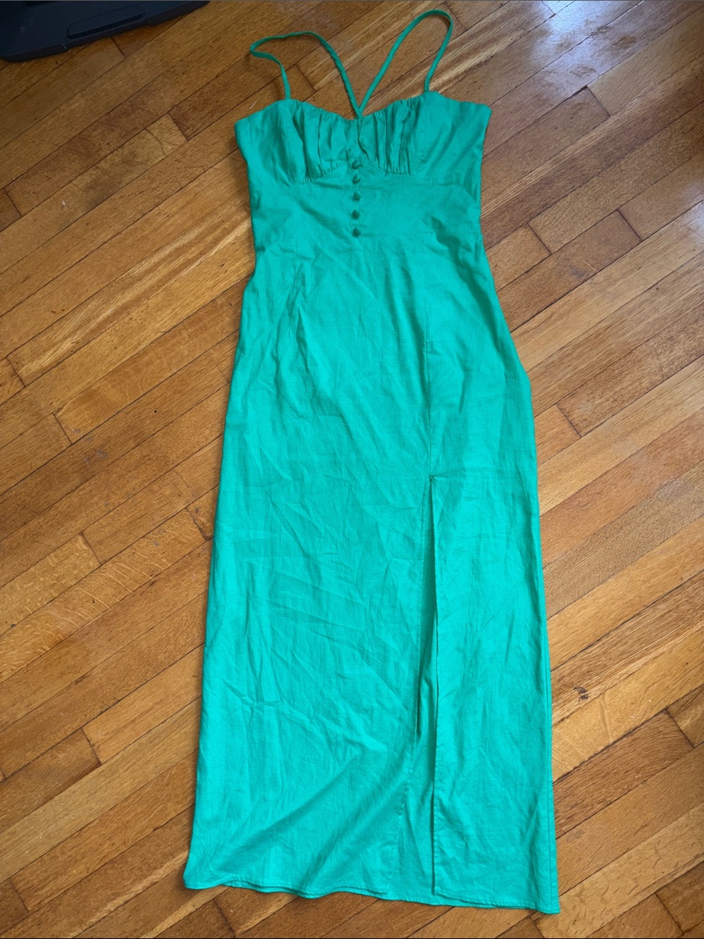 Zara Emerald Green Spaghetti-Strap Maxi Dress